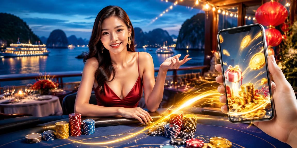 Người chơi tại vịnh Hạ Long tham gia trò chơi casino và nhận hoàn tiền trực tuyến